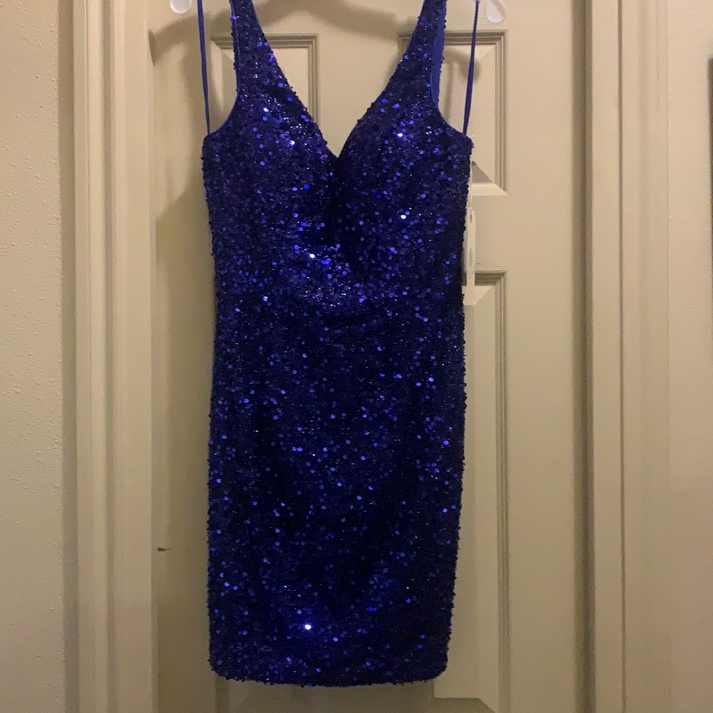 Blue sequin dress